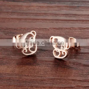 2016 Chinese New Year 316L Stainless Steel Rose Gold Plated Lucky Monkey Earring for Women thumbnail-2