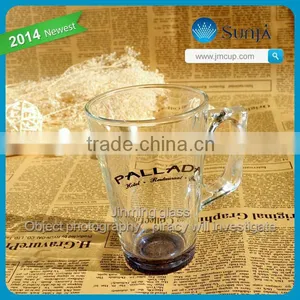 Hot Sale Custom Logo Creative Color Bottom Handle Glass Coffee Cup Juice Glass Cup Drinking Glass Cup thumbnail-1