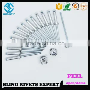 HIGH QUALITY OPEN END MANUFACTURER PROTRUDING CROWN HEAD ALUMINUM PEEL TYPE RIVETS thumbnail-1