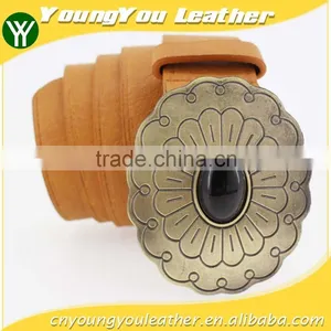 2015 Vintage Style Women's Fashion PU Brand Belt With Flower Shape Buckle thumbnail-1
