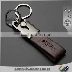 High Quality Double Rings Leather Keychains thumbnail-1