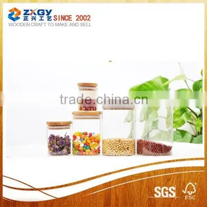 450ml-750ml Round Transparent Glass Jar With Bamboo Lid for Food Storage thumbnail-1