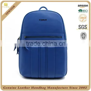 China Manufacturer OEM Pebble Leather Mens Bag Cowhide Men's Backpack Blue Leather Male School Backpack With Custom Logo thumbnail-1