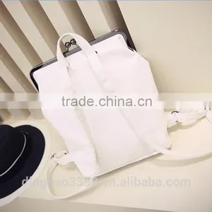 2016 New Design Backpack Fashion Lady's Tote Bag Canvas Backpack With Kiss Buckle thumbnail-3