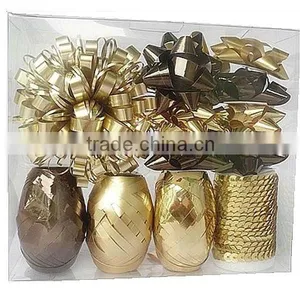Gold/Chocolate Christmas Gift Wrapping Decoration Poly Ribbon Bow Quality Choice thumbnail-1