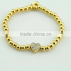 Gold Plated Charm Bracelet Fashion Women Crystal Heart Charm Bracelet thumbnail-2