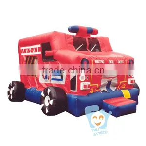 Cheap New Giant 0.55mm Pvc Tarpaulin Fire Truck Inflatable Bounce House thumbnail-4