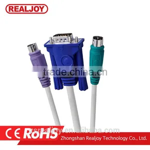 0.86 3 Parallel 1.5m Factory Price Beige Belge Vga to Mini Din Kvm Cable thumbnail-5