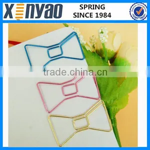 Hight Quality Promotional Gifts Custom Logo Metal Pink Gold Bow Shape Paper Clips thumbnail-2