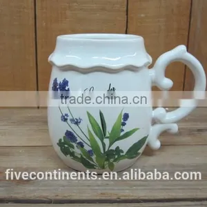 New Lavender Design Ceramic Mug With Elegant Handle thumbnail-1