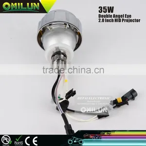 35W 2'' Inch Universal Motorcycle Headlight With Double Angel Eyes thumbnail-2