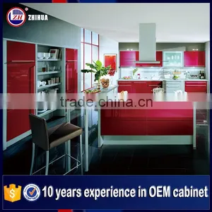 Guangzhou Zhihua Manufacture MDF High Glossy Red Kitchen Cabinet thumbnail-2