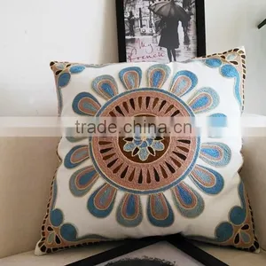 High Quality Household Embroidery Cotton Pillow Case Cover, Living Room Sofa Chair Office Squire Geometric Cushion Cover thumbnail-6