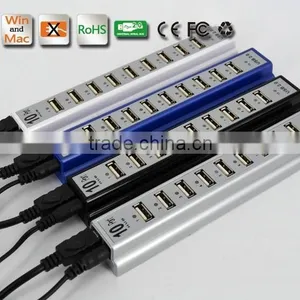 Wholesale Durable 10 Port Hi-Speed USB 2.0 Hub Splitter US Adapter AC Power For PC Laptop 3 Colors thumbnail-1