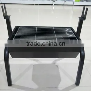 Black Steel Rectangle Small BBQ Geill With Motor and Fork thumbnail-1