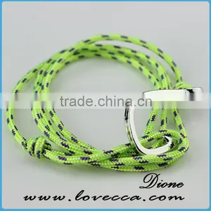 Bright Silver Anchor Hook Bracelet With Color Nylon Rope Bracelet thumbnail-3