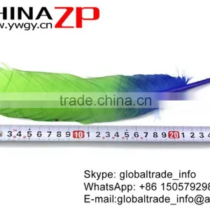 ZPDECOR Natural Feather Dyed Blue Green Ombre Bicolourable Turkey Feathers for Party Decoration thumbnail-4