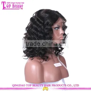 Most Popular Short Brazilian Hair Wigs 14" 150% Density Curly Wave Human Hair Short Bob Lace Front Wig thumbnail-3