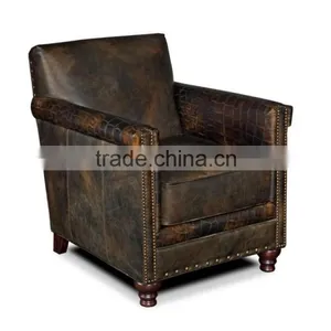 Single Seater Retro Vintage Leather Sofa Armchair, Leather Lounge Chair Single Seater Sofa thumbnail-1