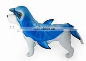 Cute Blue Dolphin Plush Pet Cosplay Costume Plush Dog Coat Cat Clothes Plush Dog Costume Pet Coat Plush Blue Dolphin Pet Coat thumbnail-1