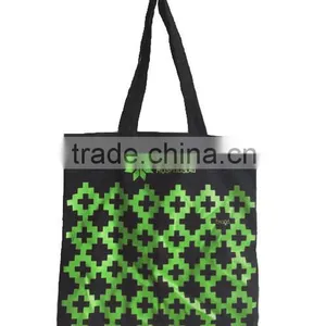 Custom Checp Black Printed Canvas Tote Shopping Bag(CAS15-040) thumbnail-2