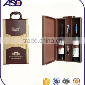 Wine Box Manufacturers pu Wine Box for 2 Bottles Silk Screen Printing thumbnail-2