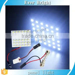 LED Dome Panel Lamp T10 + Festoon Adapters 1210 3528 36SMD Car Interior LED Panel Lights 12V DC thumbnail-1