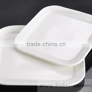 Restaurant Hotel Pure White Porcelain Square Plates Bowls Dinner Sets thumbnail-3