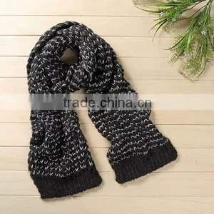 Slouchy Black White Yard Dyed Unisex Scarf thumbnail-3
