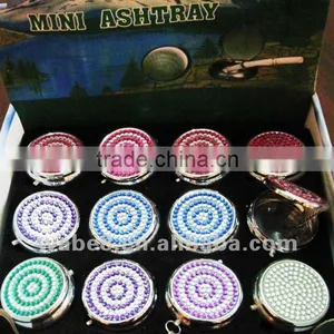 Round Pocket Rhinestone Ashtray With Keyring,Mini Poket Ashtray thumbnail-1