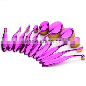 2016 Toothbrush Design Makeup Brush Brush Makeup Cosmetics New High Quality Professional 10 Pcs Rose Gold Oval Brush Set thumbnail-1