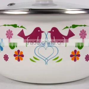 Set Of 2Pcs Birds Design Mini Enamel Cookware Set With Decoration thumbnail-4