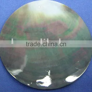 Round Cut Black Mother of Pearl Shell Blank thumbnail-1