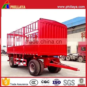 2 Axle Drawbar Steel High Fence Truck 20T 30T Double Axle Agricultural Bulk Cargo Transport Full Trailer thumbnail-1