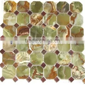BEAUTIFULL CUSTOM MADE MULTI GREEN ONYX MOSAIC TILES COLLECTIONS thumbnail-1
