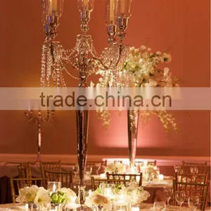 New Arrival ! Glass Votive White Candelabra, Wedding Silver Candelabra Centerpiece thumbnail-1