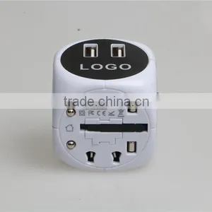 Newest Travel Adapter Universal Plug to American Power Adapter With Double USB Port 250V 2500Ma Universal Travel thumbnail-1