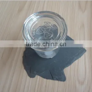 Irregular Leaf Shape Black Rough Edge Slate Coaster With thumbnail-1