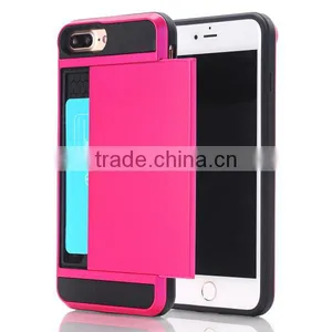 Slide Cover Card Slot Phone Case TPU + PC Material Phone Hull for IPhone7 7plus thumbnail-2