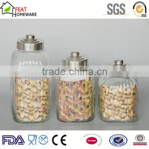 High Quality Food Storage Glass Canning Jar Canisters With Metal Lid thumbnail-2