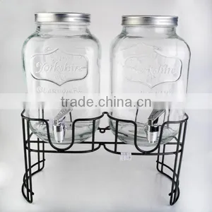 Double Glass Dispenser With Metal Stand or Iron Bucket thumbnail-5
