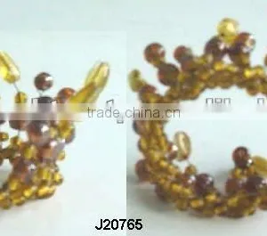 Glass Bead Weaving Napkin Ring Crown Sytle in Amber Colour Available in Other Colours thumbnail-1