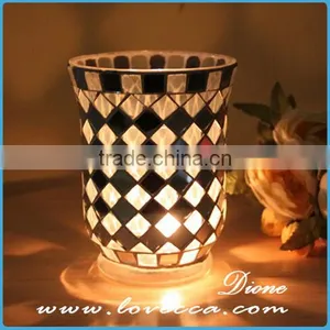 Exquisite Design Cylinder Shaped Glass Mosaic Candle Jar thumbnail-3