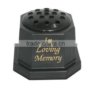 Black Marble Effect Grave Vase thumbnail-1