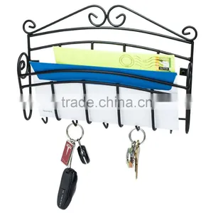 Sturdy Scroll Black Wall Mount Key and Letter Holder Rack thumbnail-1