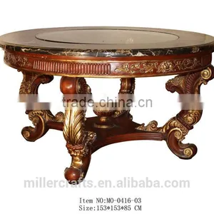 FA-187P-01 Four Leg Classical Glass Top Round Center Table thumbnail-5