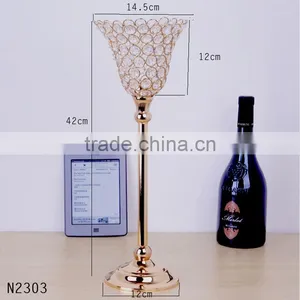 2016 New Design Morning Glory Crystal Candlestick Metal Plated Candle Holder Home Decoration thumbnail-5