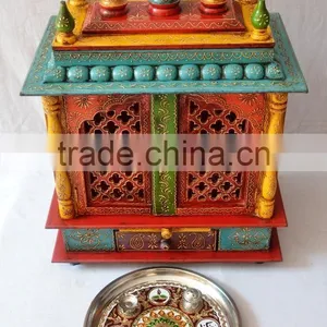 Beautifully Hand Painted Wooden Temple With Gate thumbnail-2