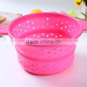 Food Grade Fruit Silicone Basket Foldable Silicone Drain Basket thumbnail-5
