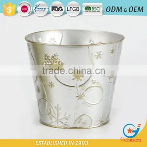 Factory Price Iron and Zinc Homeware Embossing Best Way to Water Plants in Pots Steel Pots Galvanized Flower Pot thumbnail-1